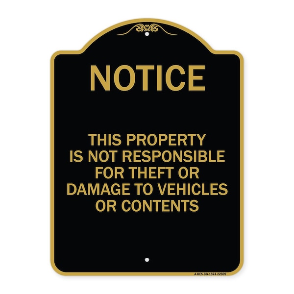 Signmission This Property Is Not Responsible for Theft or Damage to Vehicles or Contents, A-DES-BG-1824-22809 A-DES-BG-1824-22809 - main
